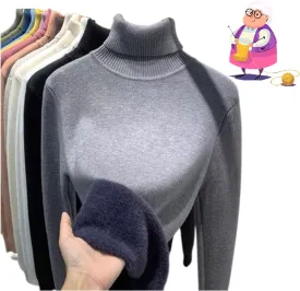2024 New Winter Fleece Thick Knitted Bottoming Shirt, Sweater Soft Thermal Fleece Turtleneck Womens