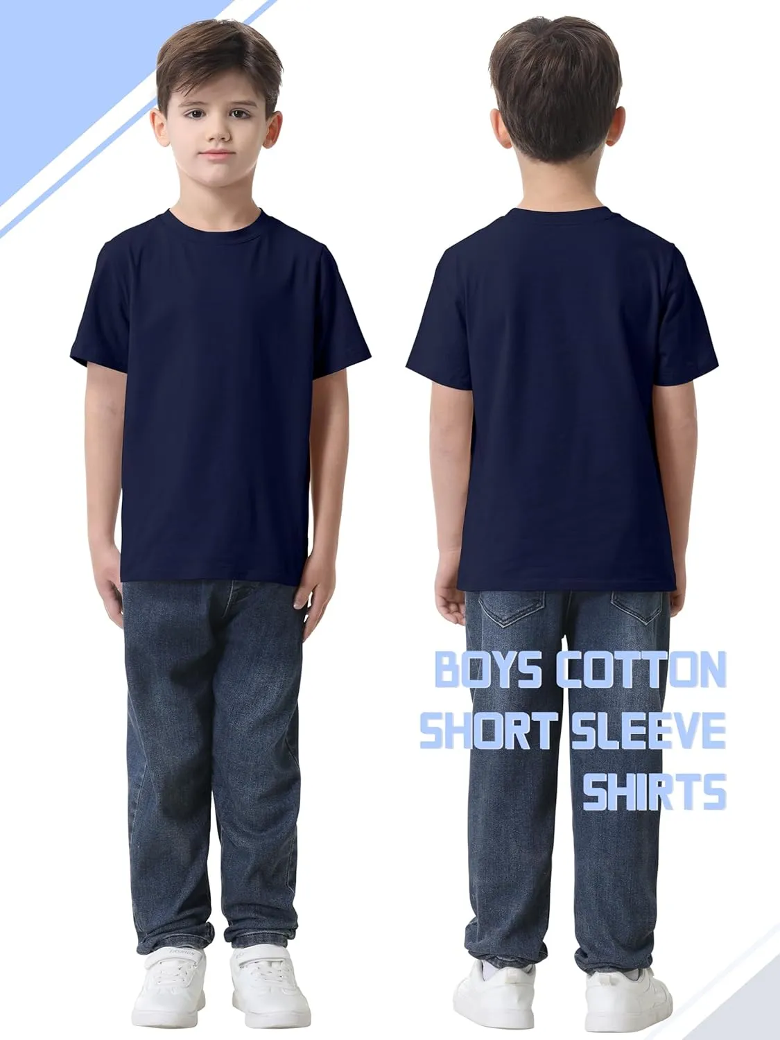 4 Pack Boys Shirts Short Sleeve Cotton Shirts for Boys Summer Tshirts Kids Basic T-Shirts Unisex Tees Top Clothes