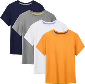 4 Pack Boys Shirts Short Sleeve Cotton Shirts for Boys Summer Tshirts Kids Basic T-Shirts Unisex Tees Top Clothes