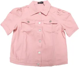 Allegra K Casual Jean Jacket for Women's Short Puff Sleeves Button-Down Denim Jacket