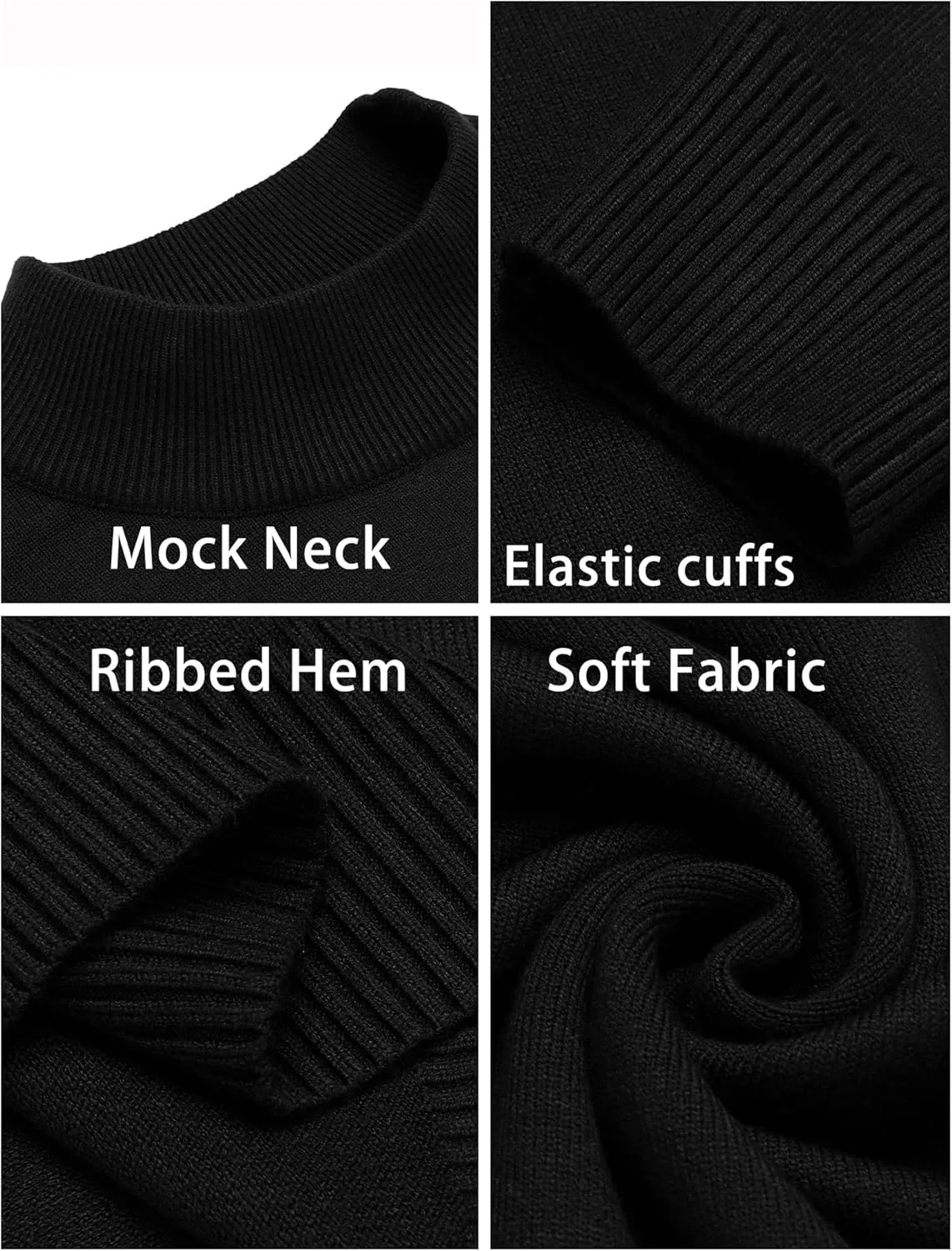 Babioboa Men's Mock Turtleneck Sweater Slim Fit Half Turtleneck Long Sleeve Knit Pullover Thermal Casual Solid Knitwear