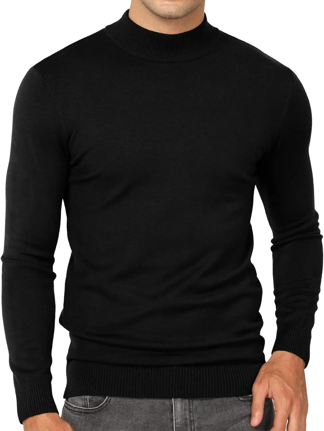 Babioboa Men's Mock Turtleneck Sweater Slim Fit Half Turtleneck Long Sleeve Knit Pullover Thermal Casual Solid Knitwear