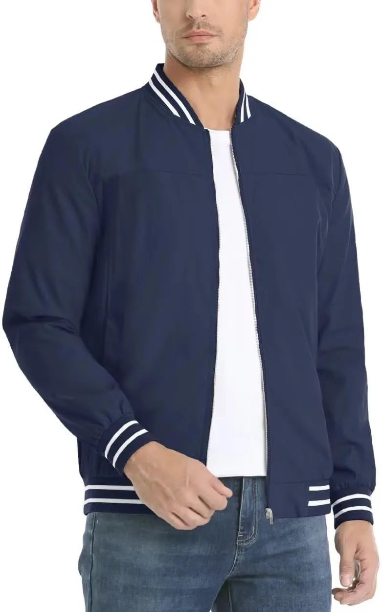 Boladeci Men's Bomber Jackets Lightweight Water Resistant Breathable Spring Fall Full Zip Thin Windbreaker Light Jackets
