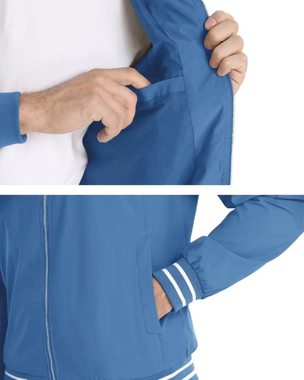 Boladeci Men's Bomber Jackets Lightweight Water Resistant Breathable Spring Fall Full Zip Thin Windbreaker Light Jackets