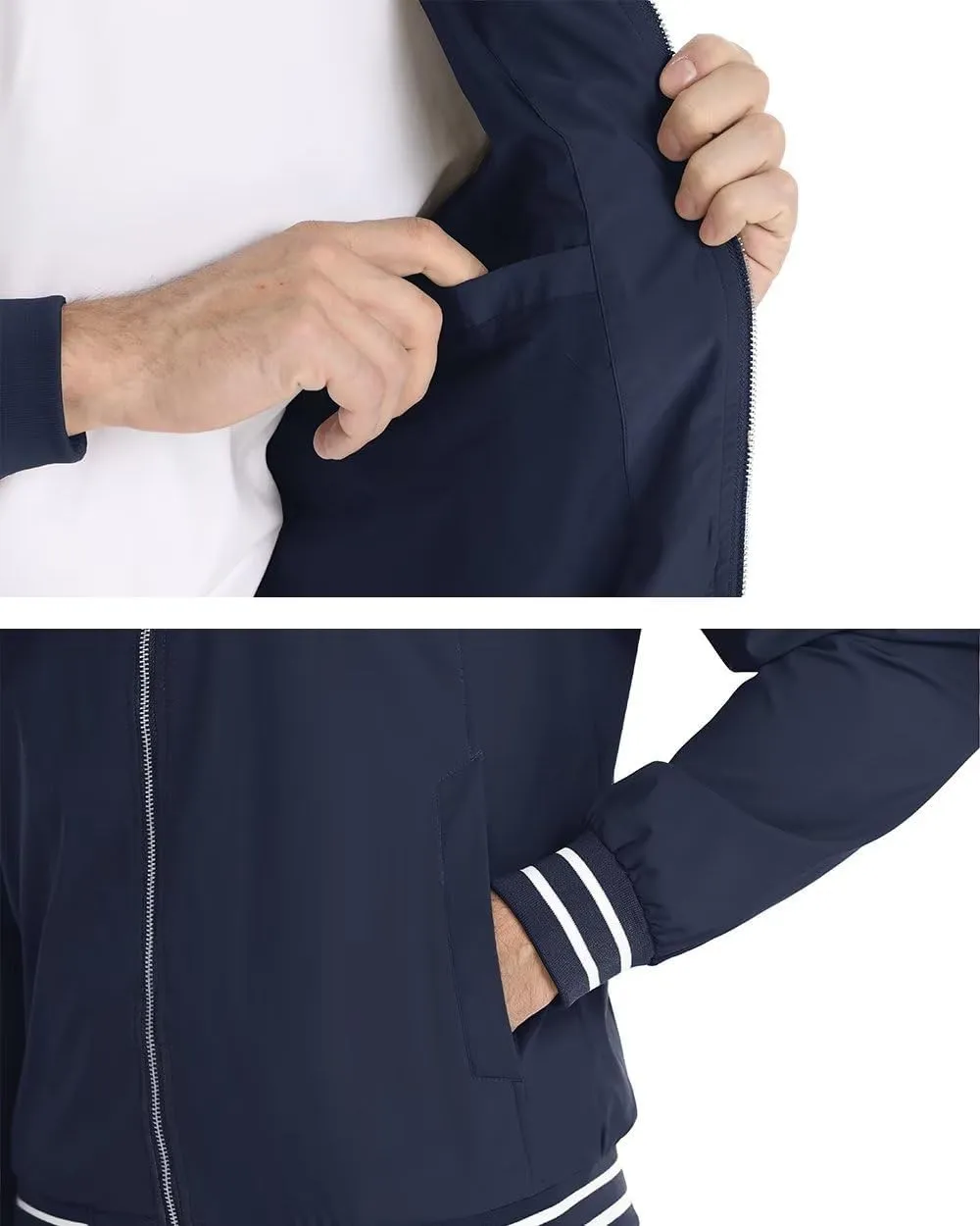 Boladeci Men's Bomber Jackets Lightweight Water Resistant Breathable Spring Fall Full Zip Thin Windbreaker Light Jackets