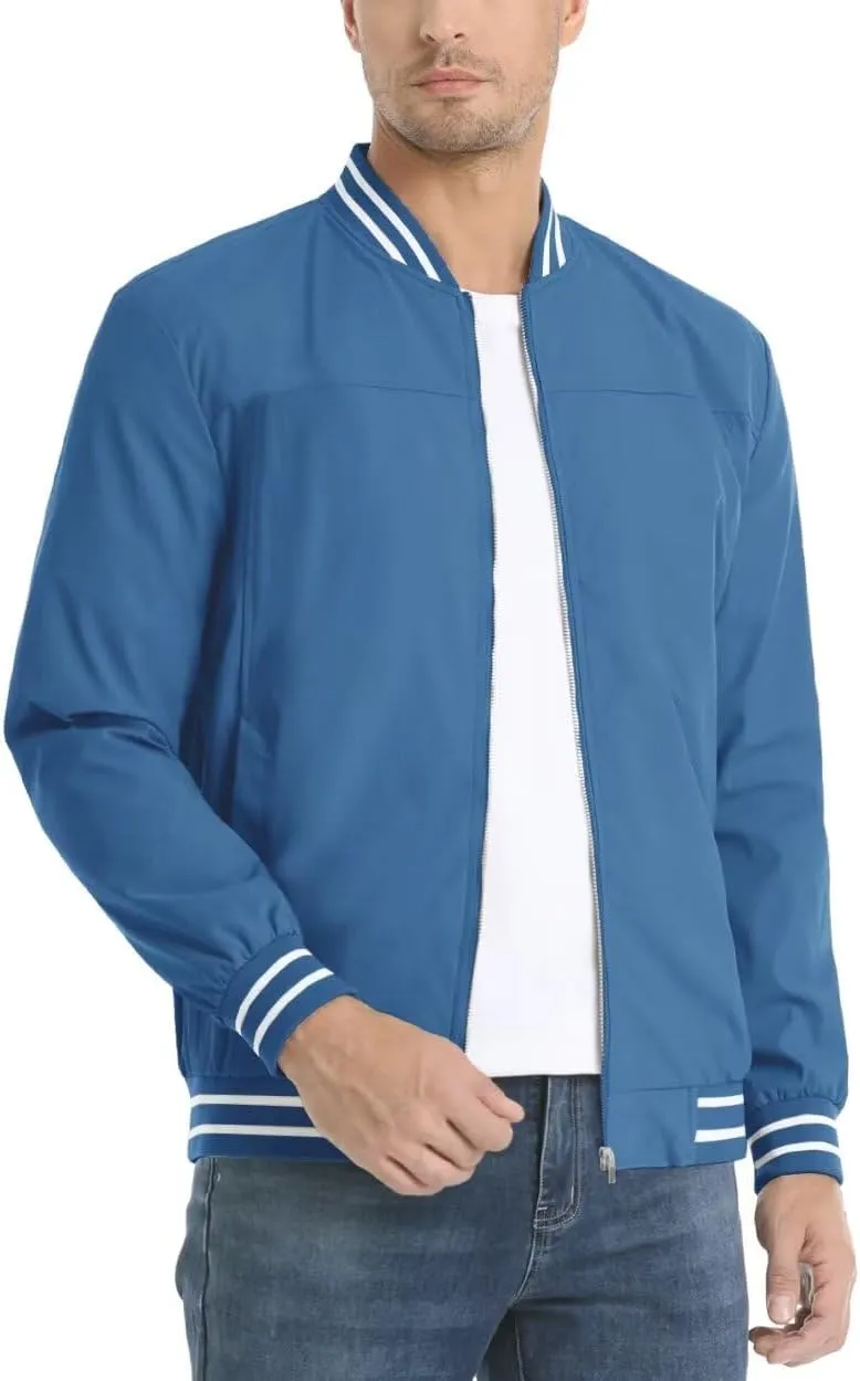 Boladeci Men's Bomber Jackets Lightweight Water Resistant Breathable Spring Fall Full Zip Thin Windbreaker Light Jackets