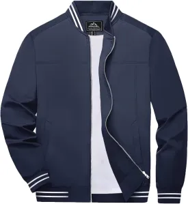 Boladeci Men's Bomber Jackets Lightweight Water Resistant Breathable Spring Fall Full Zip Thin Windbreaker Light Jackets