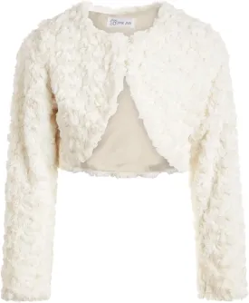 Bonnie Jean Girls Size 12M-16 Faux Fur Swirl Shrug Sweater Jacket