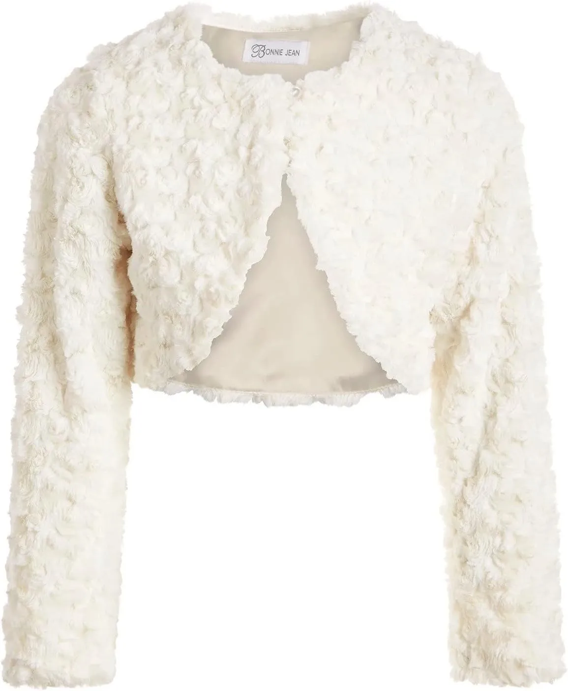 Bonnie Jean Girls Size 12M-16 Faux Fur Swirl Shrug Sweater Jacket