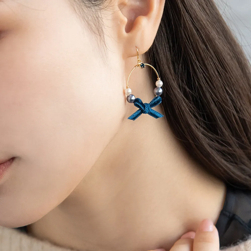 Bow Circle Drop Earrings