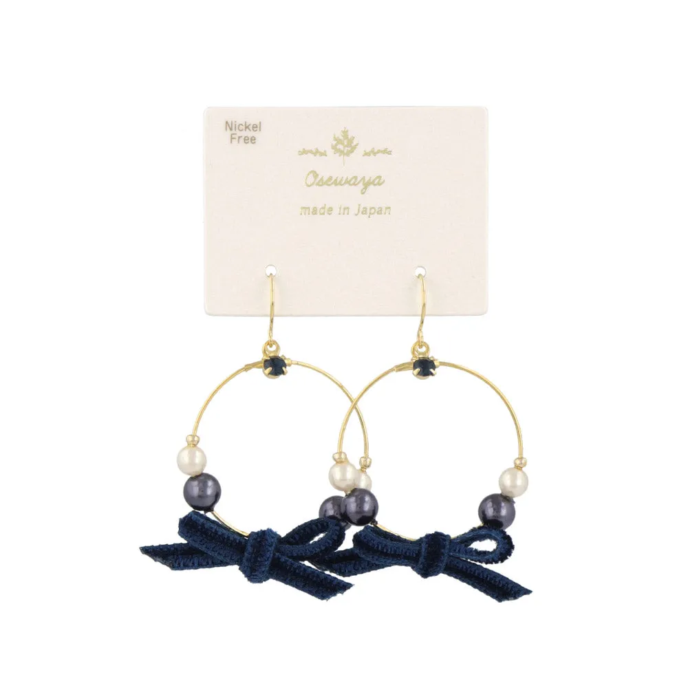 Bow Circle Drop Earrings