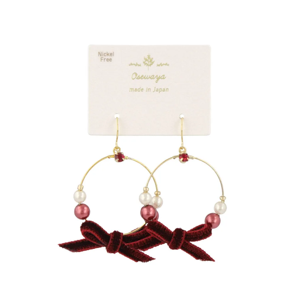Bow Circle Drop Earrings