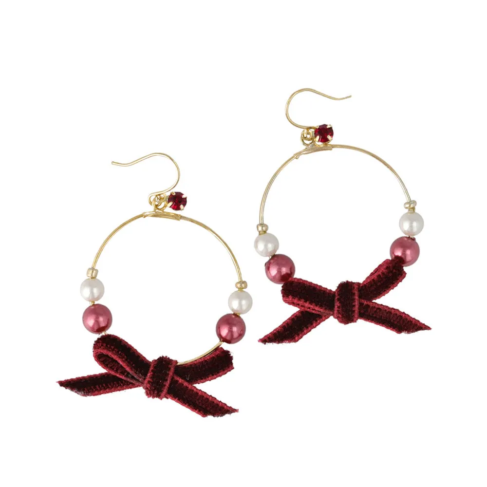 Bow Circle Drop Earrings