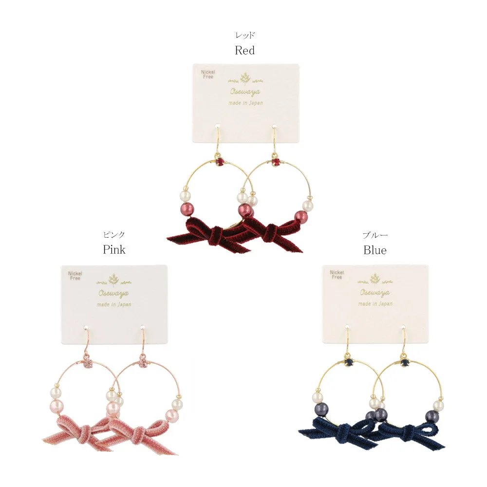 Bow Circle Drop Earrings