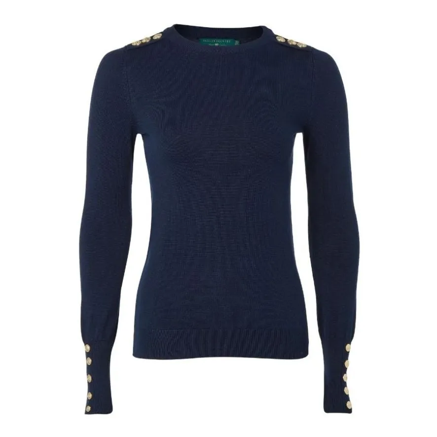 Buttoned Knit Crew Neck