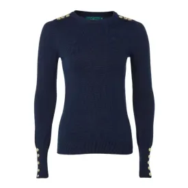 Buttoned Knit Crew Neck