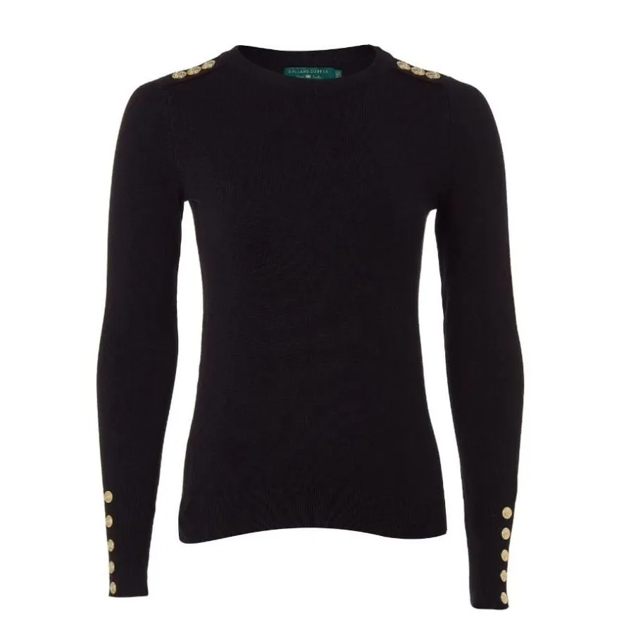 Buttoned Knit Crew Neck