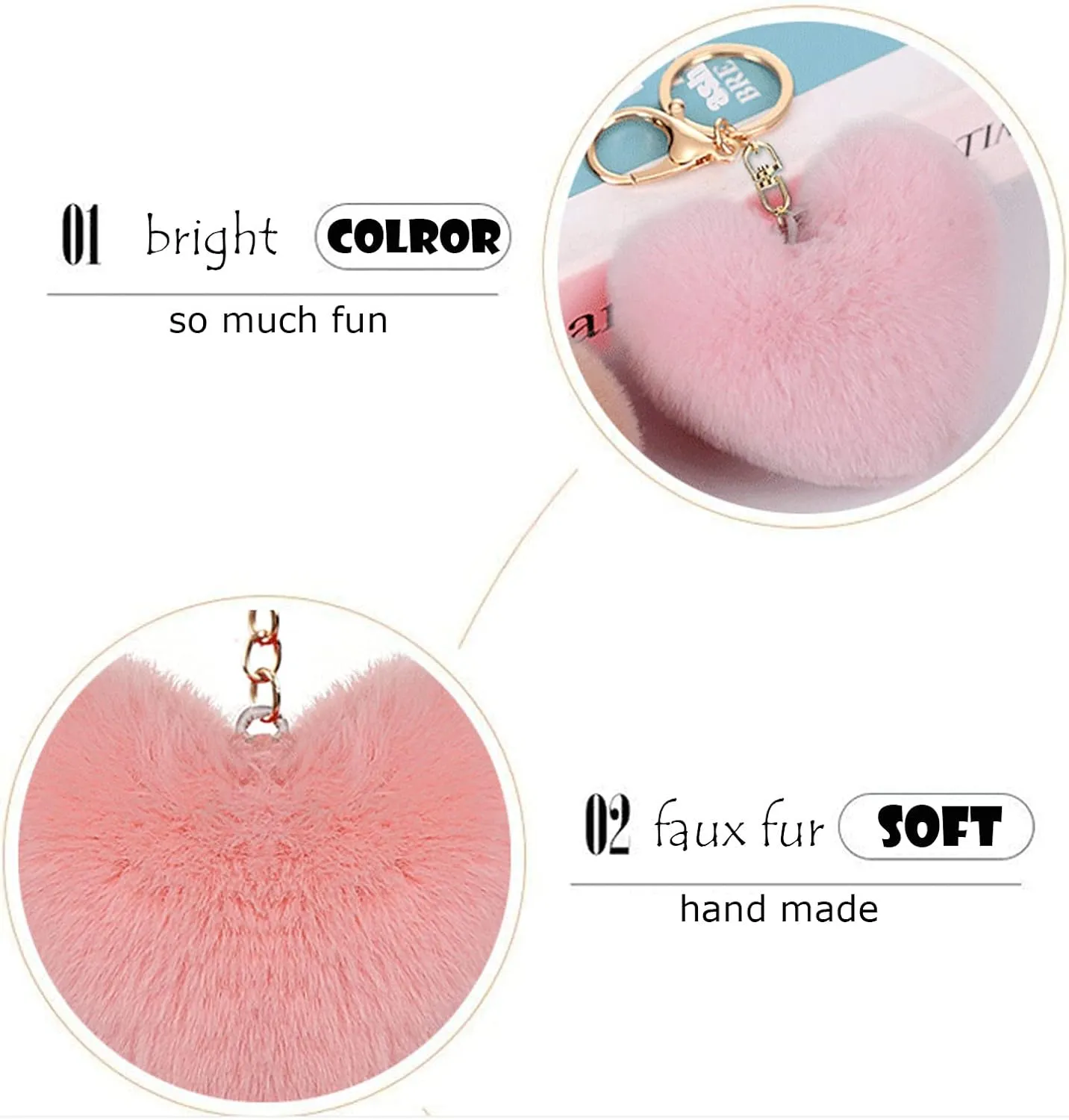 Cityelf Cute Faux Rabbit Fur Ball Pom Pom Keychain Car Key Ring Handbag Tote Bag Pendant Purse Charm