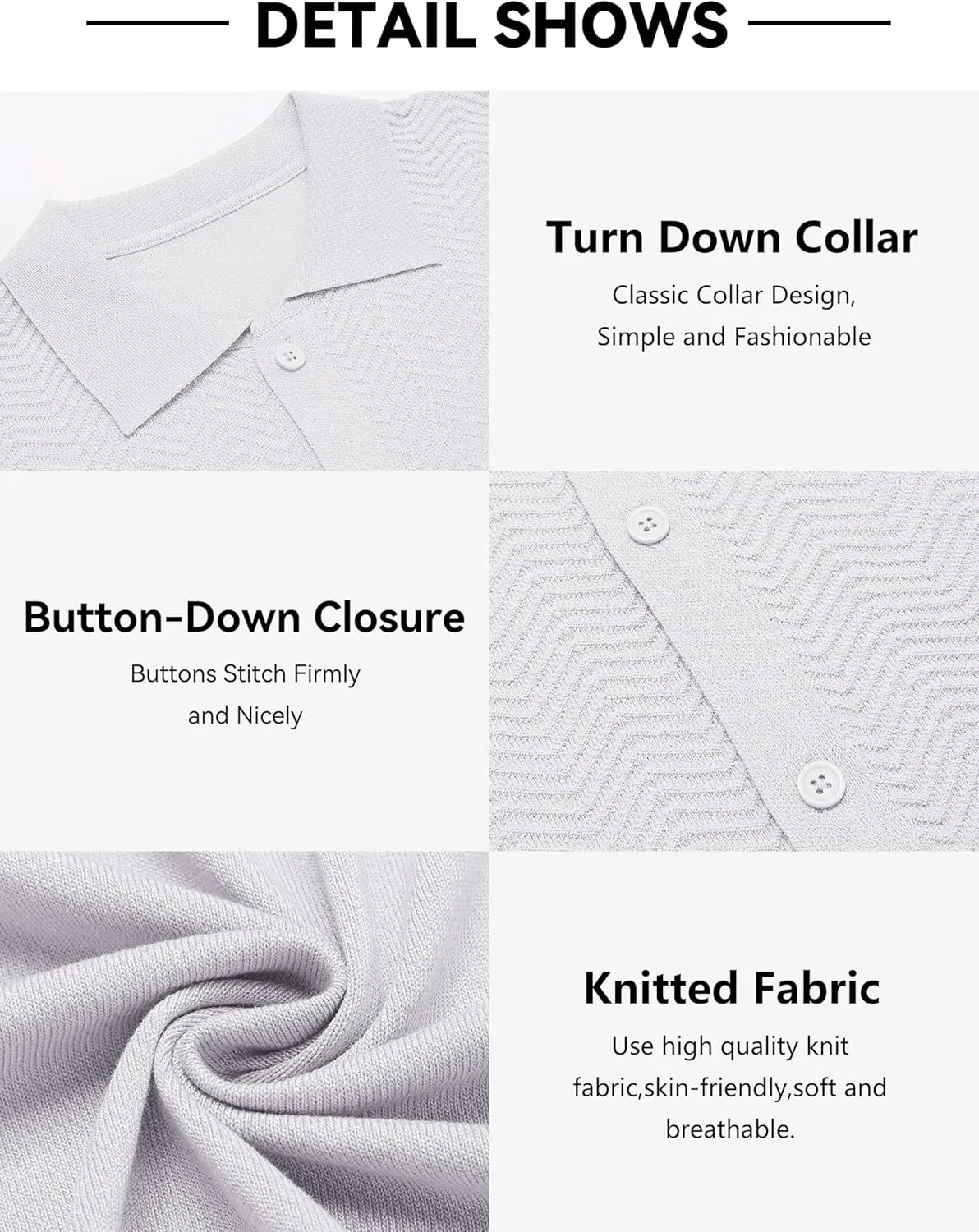 COOFANDY Mens Knit Short Sleeve Shirt Casual Button Down Shirt Vintage Fashion Polo Shirts Crochet Summer Beach Shirts