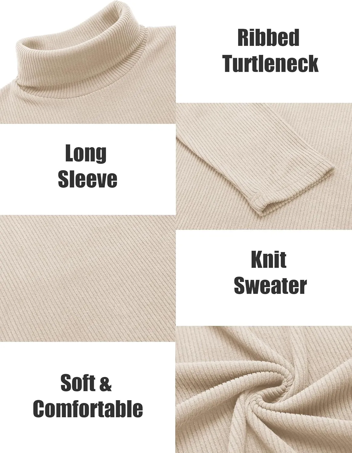 COOFANDY Mens Knitted Turtleneck Long Sleeve Turtle Neck Ribbed Pullover Sweater Thermal Casual High Neck