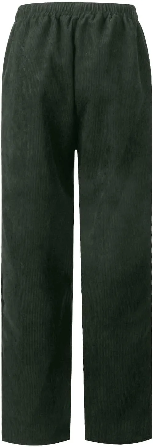 Corduroy Pants Women Baggy Comfy Drawstring Elastic High Waisted Work Pants Casual Loose Straight Leg Pants