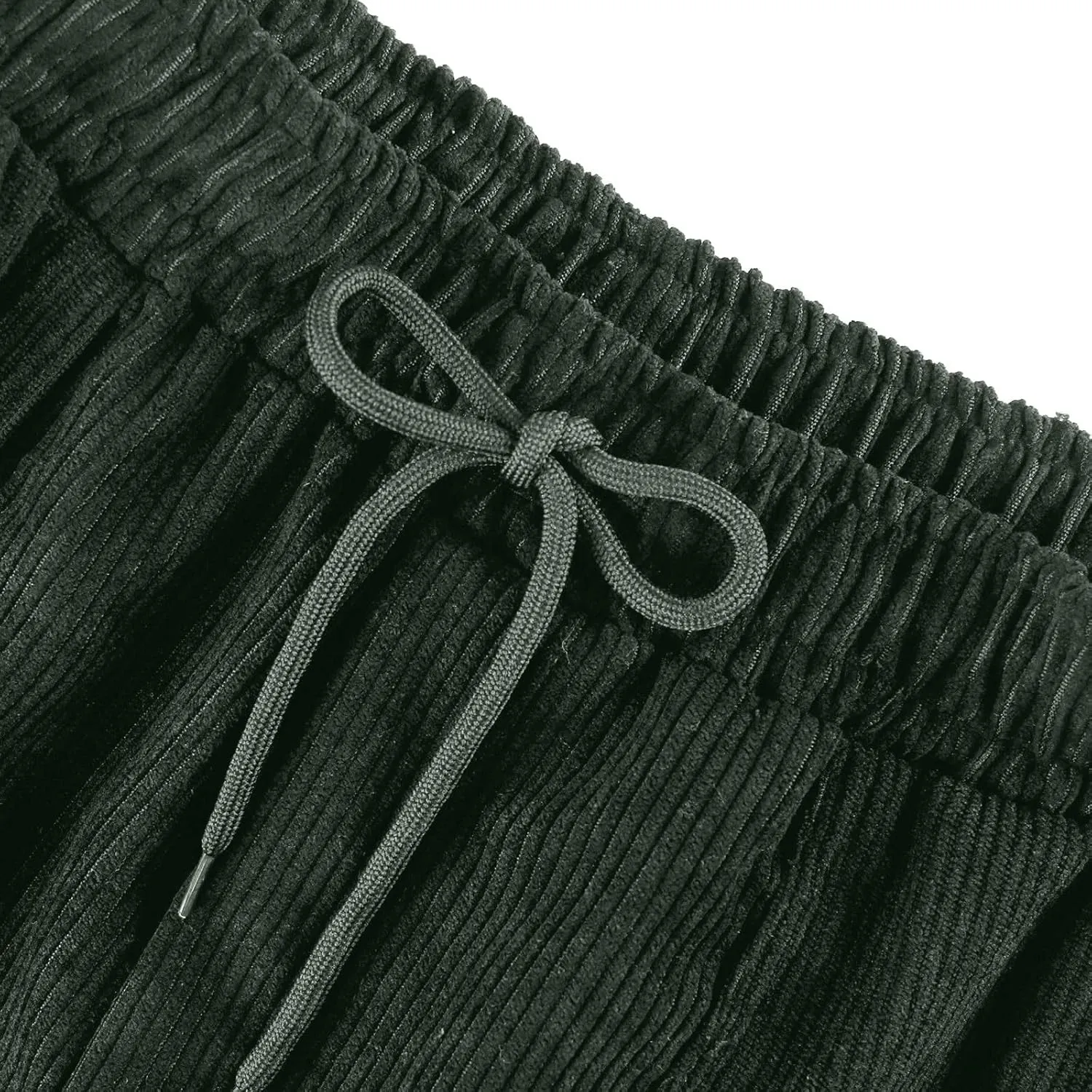 Corduroy Pants Women Baggy Comfy Drawstring Elastic High Waisted Work Pants Casual Loose Straight Leg Pants