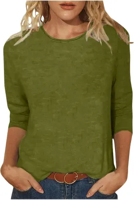 Custom 3/4 Sleeve T Shirts for Women Design Your Own Shirt Add Text/Image/Logo Personalized Tee Printed Photo Front