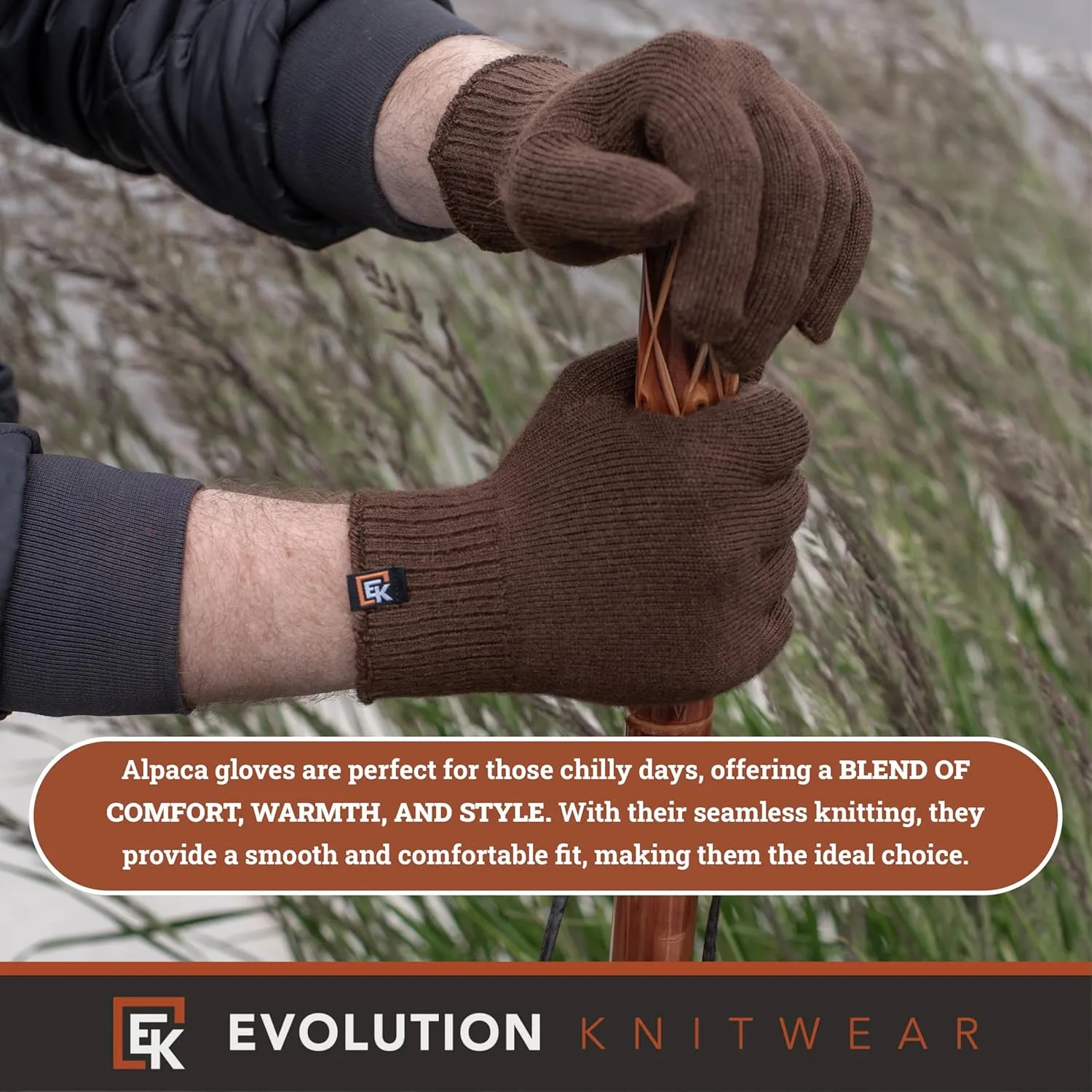 Evolution Knitwear Alpaca Knit Gloves - Super Soft Baby Alpaca - Made in The USA - Large