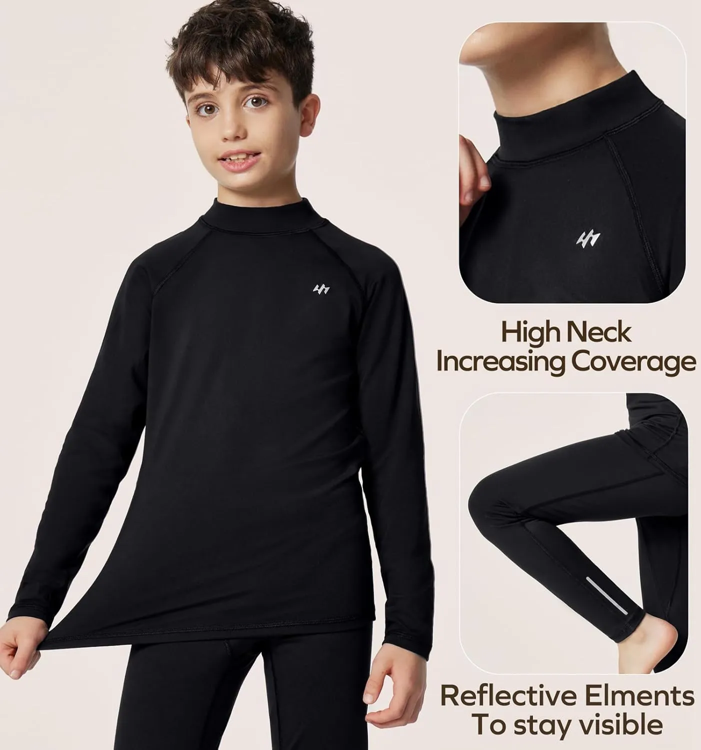 Ewedoos Thermal Underwear Set for Kids Thermals Top and Bottom Set Boys Long Johns Base Layer Thermal Set