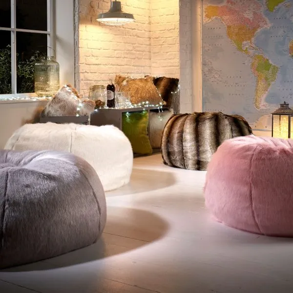 Faux Fur Bean Bag Pale Grey by Katrina Hampton