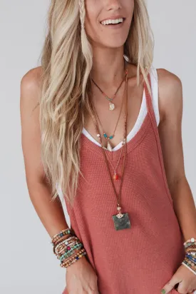 Giselle Stone and Shell Boho Necklace - Turquoise