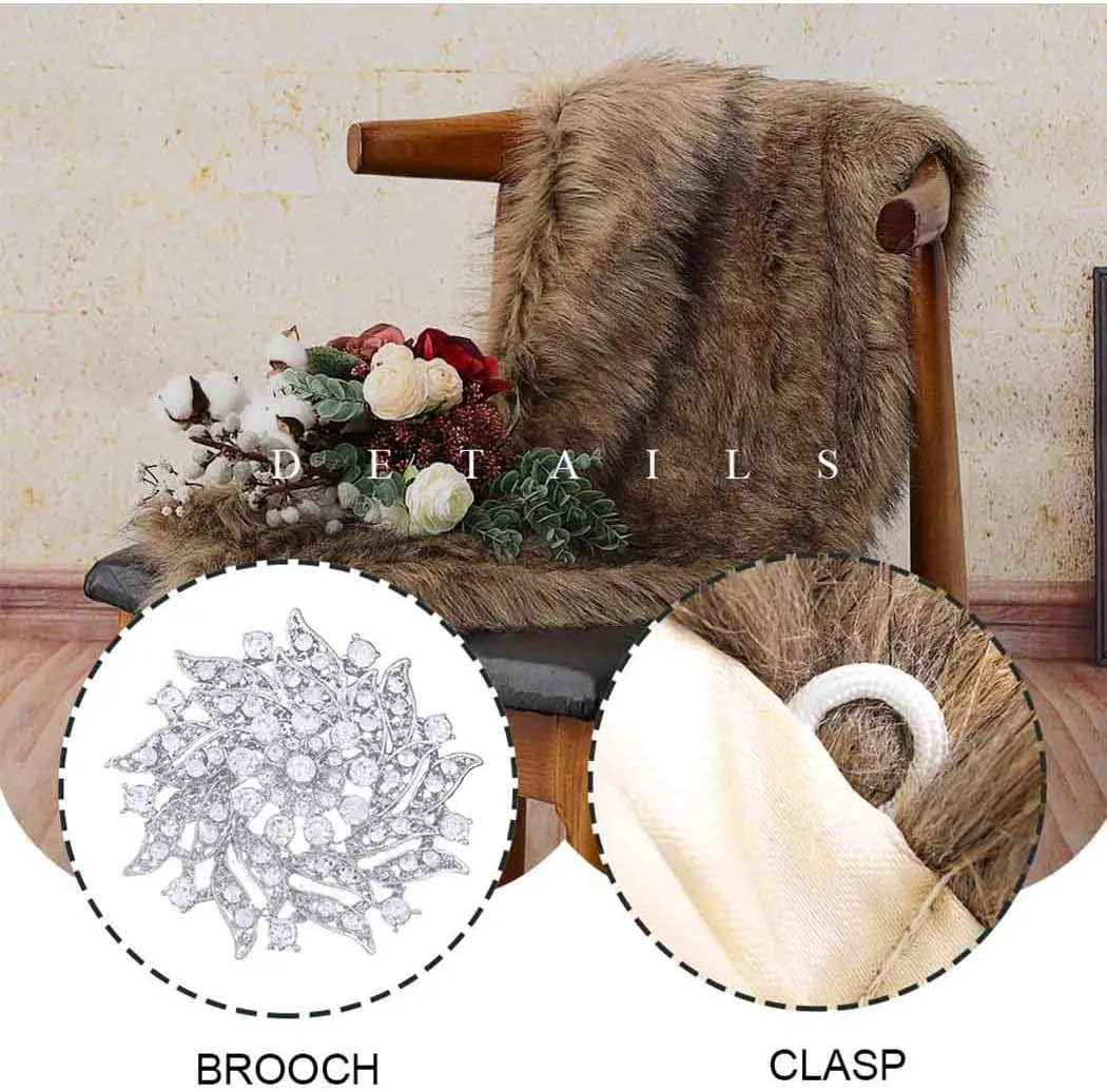 GORAIS Women's Wedding Faux Fur Shawls and Wraps Bridal Fur Scarf Stoles with Brooch for Bride and Bridesmaids