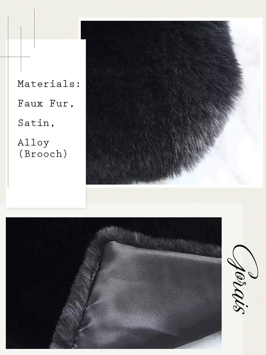 GORAIS Women's Wedding Faux Fur Shawls and Wraps Bridal Fur Scarf Stoles with Brooch for Bride and Bridesmaids