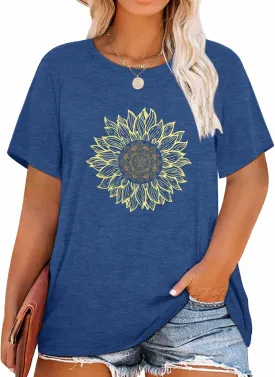 HDLTE Women Plus Size T Shirts Short Sleeve Casual Graphic Tee Tops