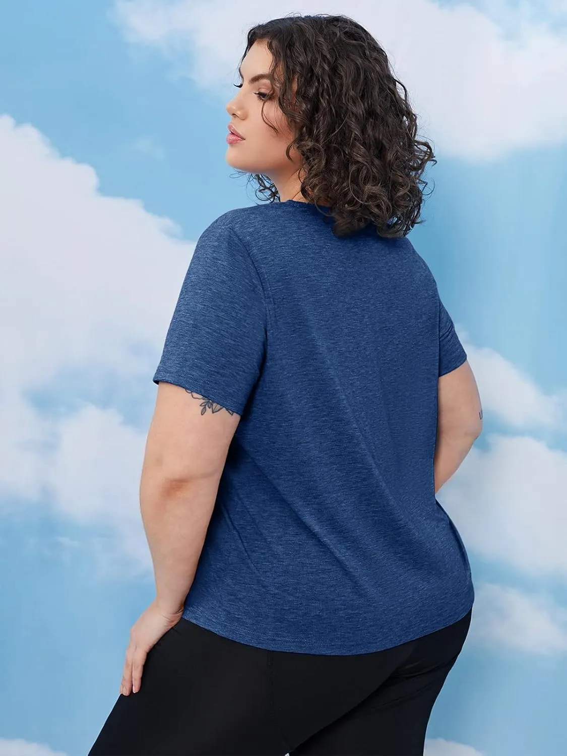 HDLTE Women Plus Size T Shirts Short Sleeve Casual Graphic Tee Tops