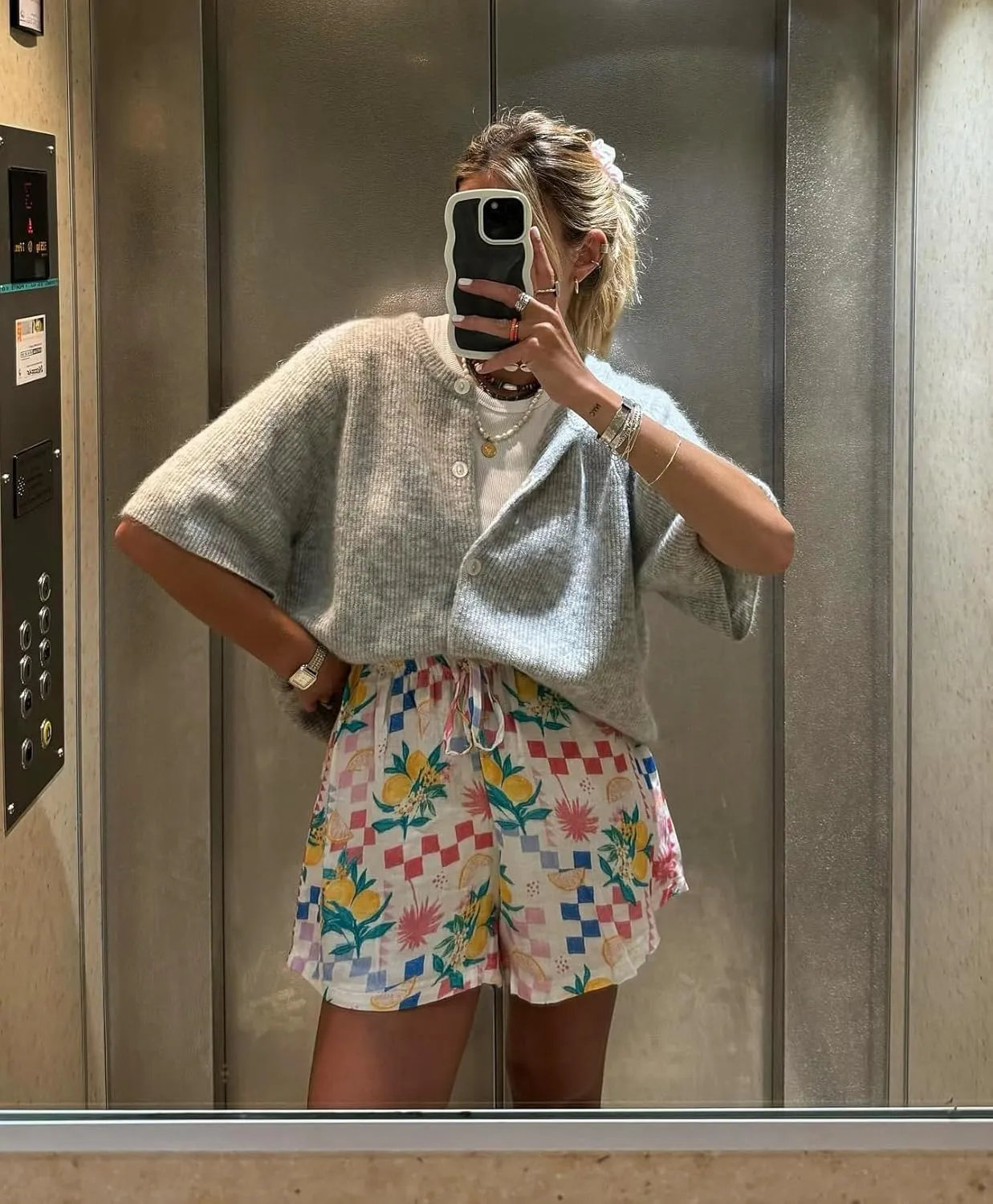 KMBANGI Women Knitted Cropped Blouse Short Sleeve Button Knit Shirt Crop Cardigan Y2k Open Front Knitwear Tops Dressy