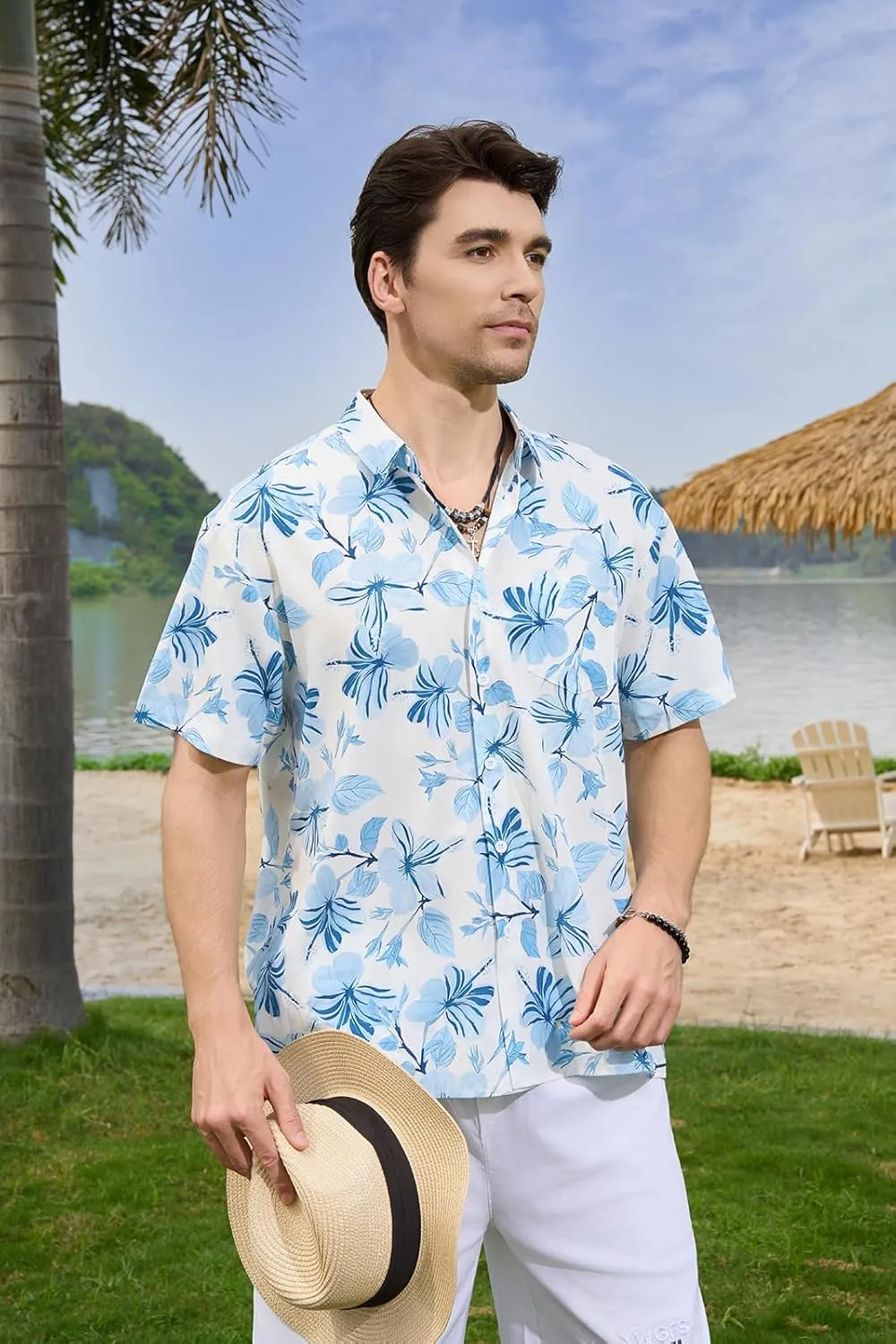 Mens Hawaiian Shirts Short Sleeve Button Down Casual Tropical Beach Shirts