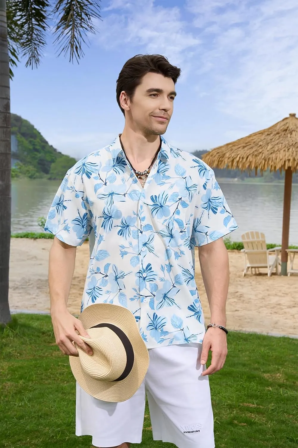 Mens Hawaiian Shirts Short Sleeve Button Down Casual Tropical Beach Shirts