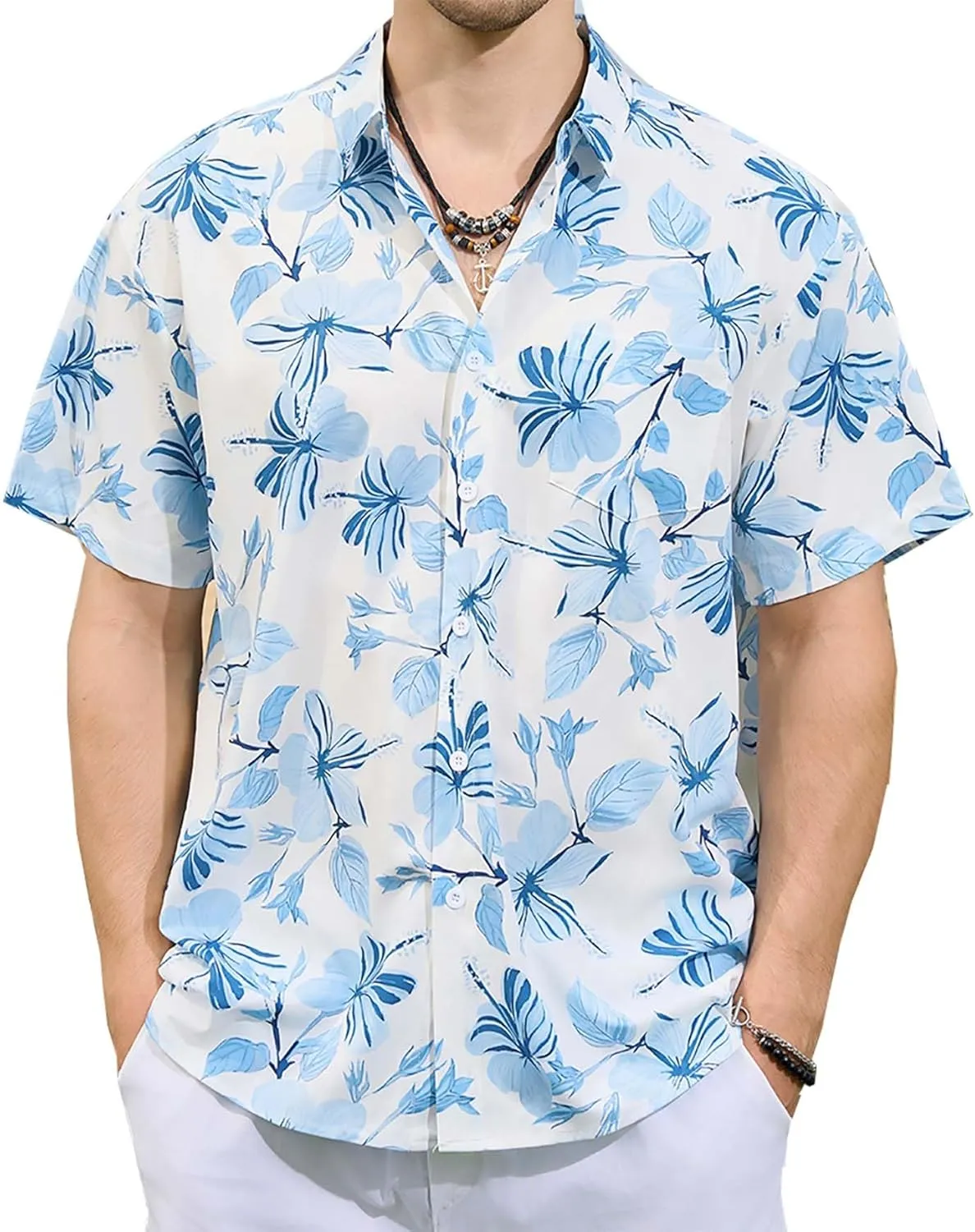 Mens Hawaiian Shirts Short Sleeve Button Down Casual Tropical Beach Shirts