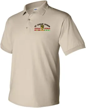 MilitaryBest 1st Cavalry Division Vietnam Veteran with Ribbons Embroidered Polo