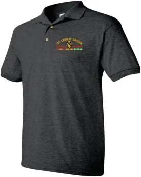 MilitaryBest 1st Cavalry Division Vietnam Veteran with Ribbons Embroidered Polo