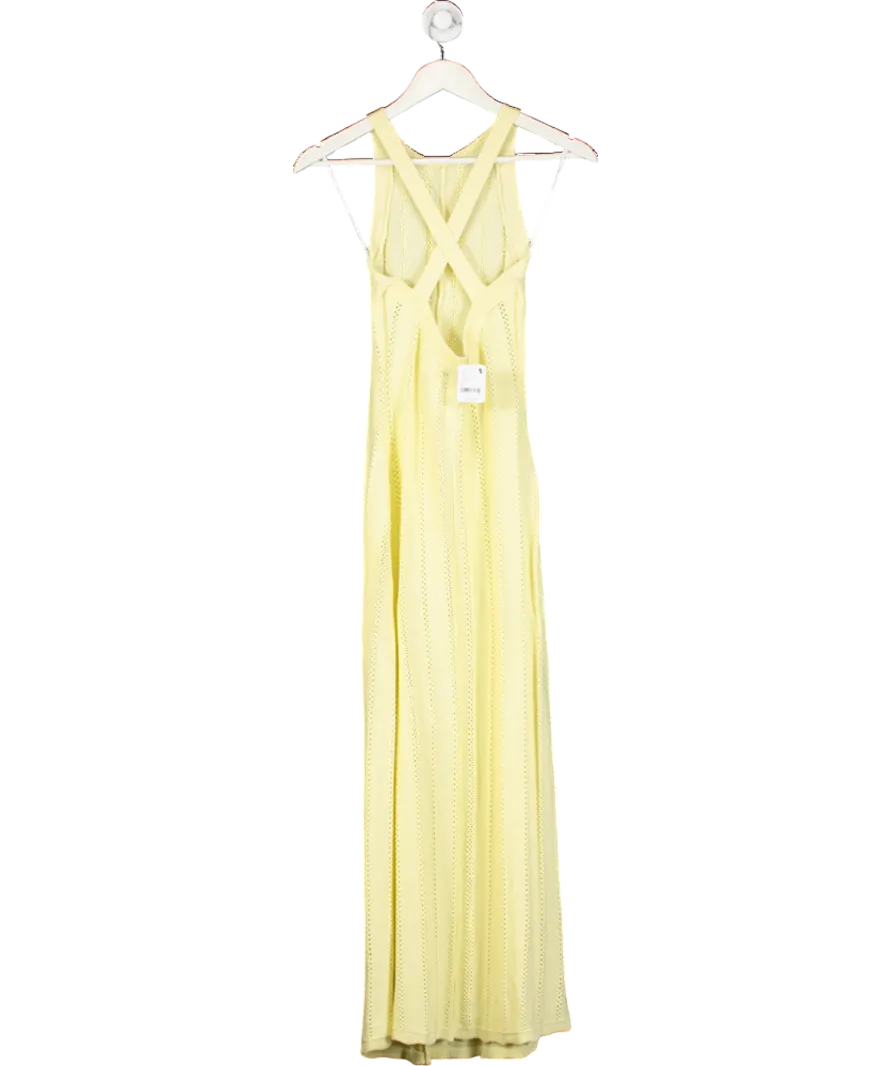 Mon Renn Yellow Aster Knit Midi Tank Dress UK XS