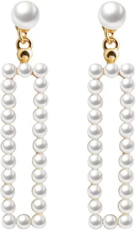 Pearl Clip on Earrings for Women Drop Clip Earrings for Women Gold Plated White Imitation Pearl Earrings Fashion