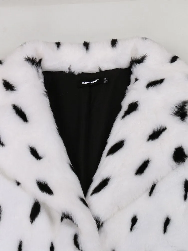 Pre Order:  White Polka Dot Faux Fur Jacket