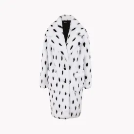 Pre Order:  White Polka Dot Faux Fur Jacket