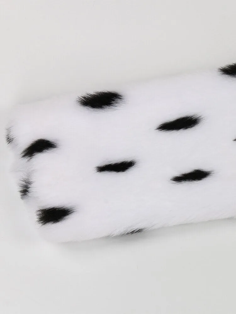 Pre Order:  White Polka Dot Faux Fur Jacket