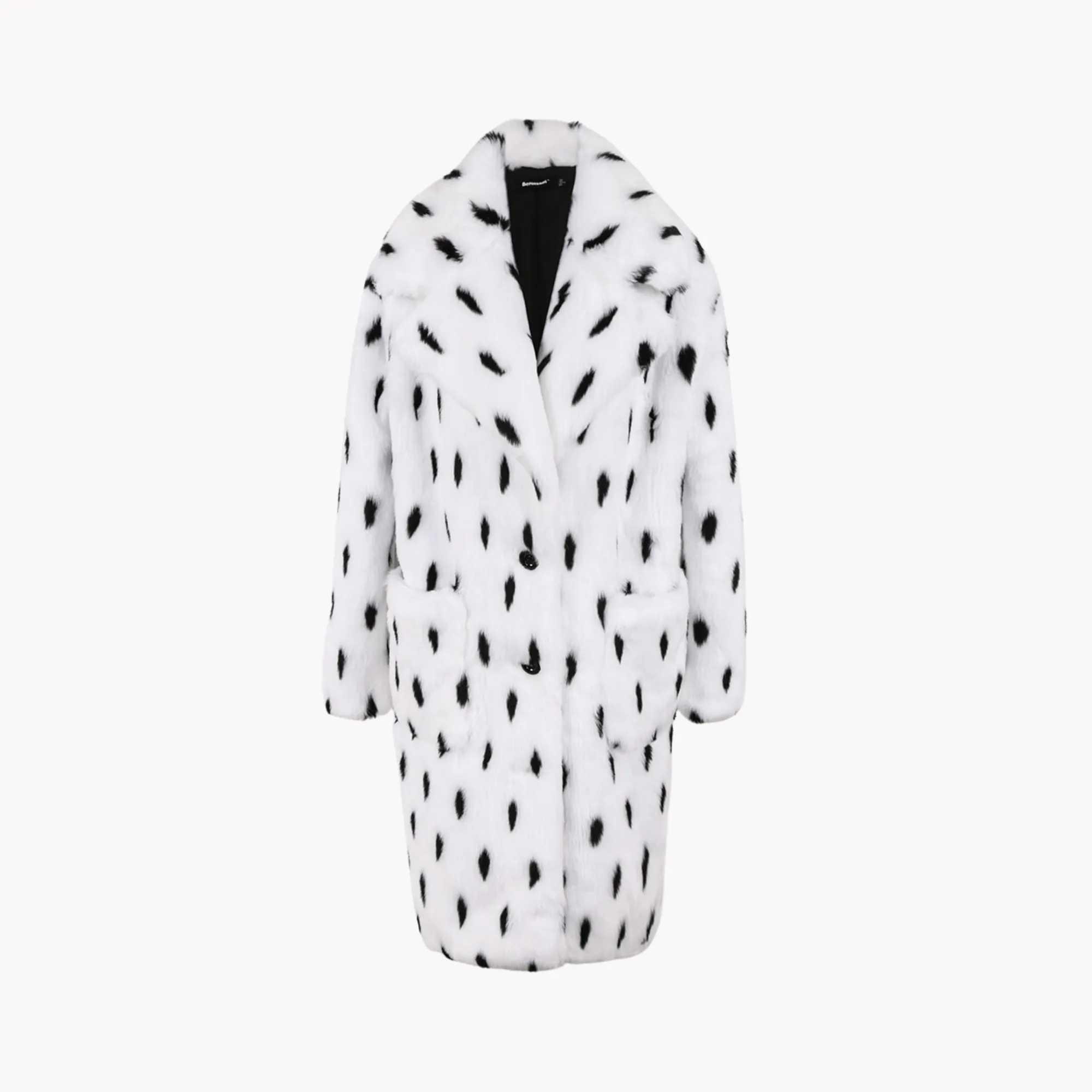 Pre Order:  White Polka Dot Faux Fur Jacket