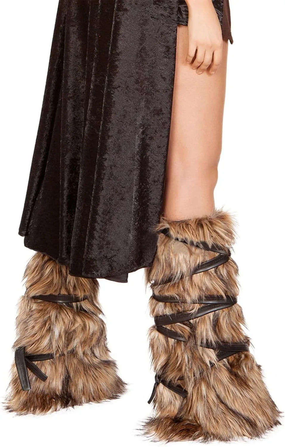 PURFUN Women Fuzzy Faux Fur Leg Warmers Cosplay Christmas Halloween Party Costume Boot Cuff Cover Night Club Under Knee Socks