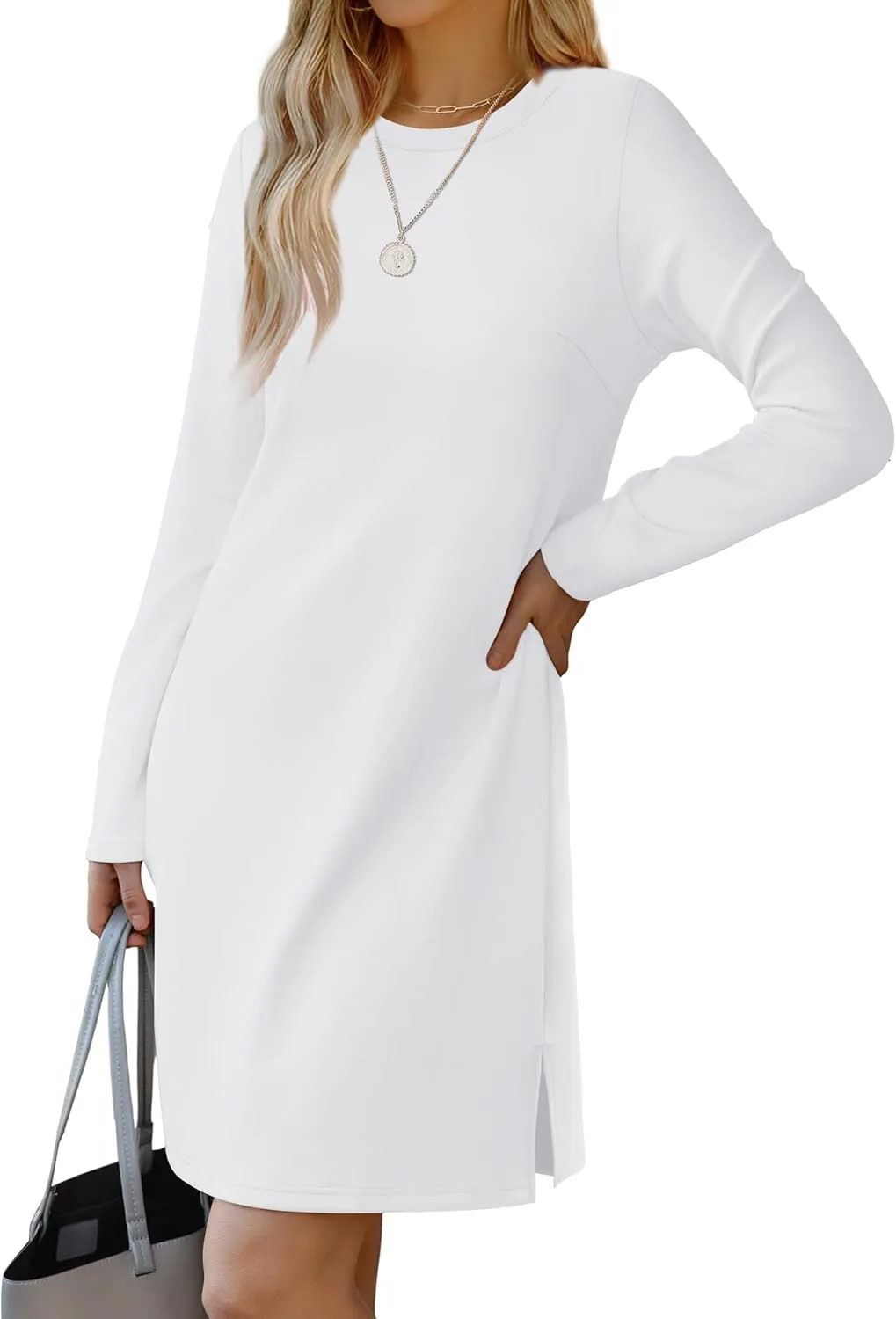 SAMPEEL Dresses for Women 2024 Casual Long Sleeve Dress Trendy Fall Fashion Cozy Travel Airport Outfits