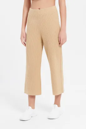Senior Girls Beige Knitwear Culottes